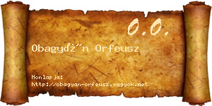 Obagyán Orfeusz névjegykártya